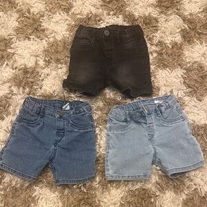 H&M Kids Denim Shorts Trio - Black, Dark Blue & Light Blue